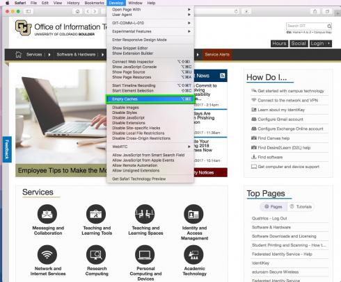 clear your cache with safari on mac